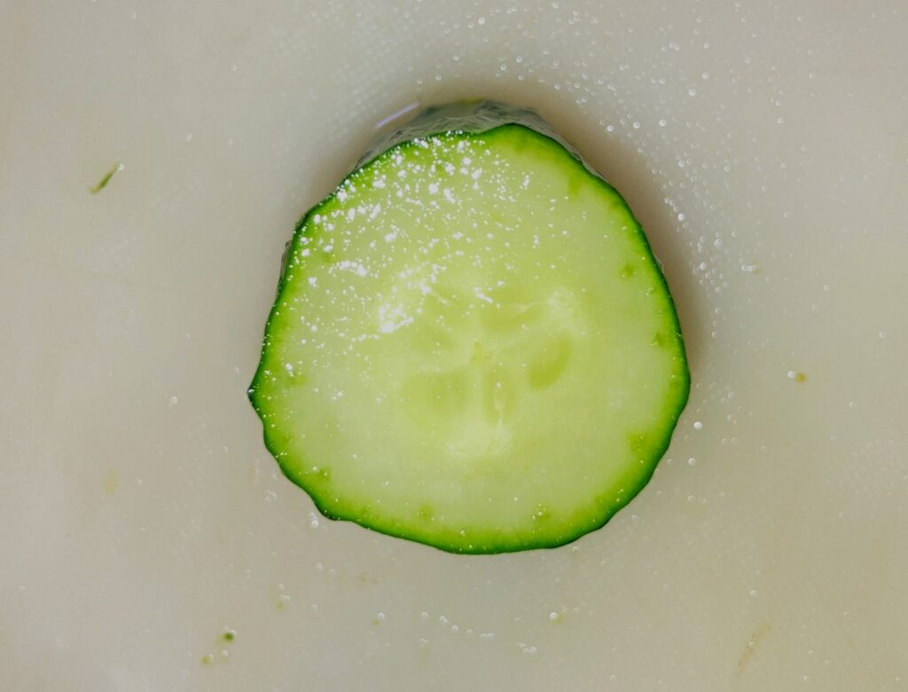 キュウリの断面画像。強引にとらえると葵の御紋に見えなくもない?